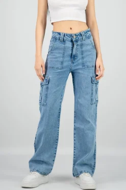 Jeans Cargo Bolsillos Laterales