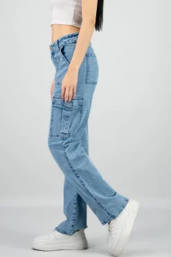 Jeans Cargo Bolsillos Laterales