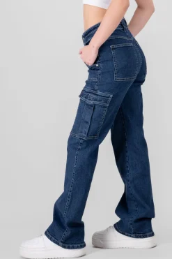 Jeans Cargo Bolsillos Laterales