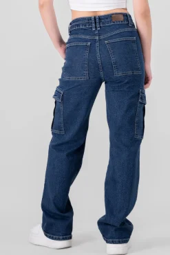 Jeans Cargo Bolsillos Laterales