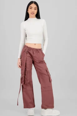 Jeans cargo dos bolsas tira