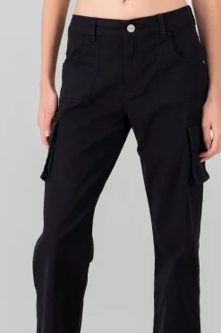 Jeans cargo straight monocolor