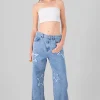 Jeans wide leg con estrellas
