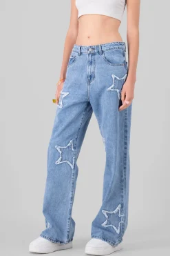 Jeans wide leg con estrellas