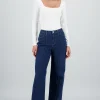 Jeans wide leg pinzas