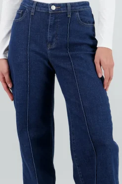 Jeans wide leg pinzas