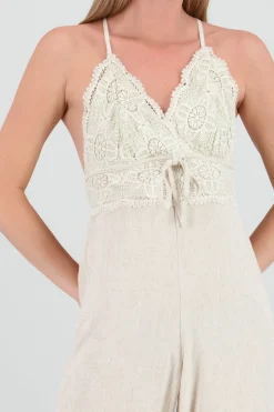 Jumpsuit corchet lino liso