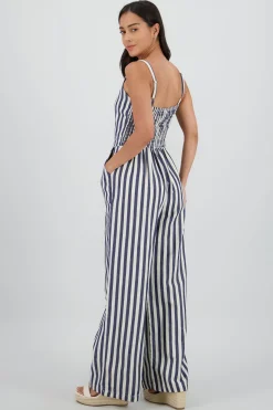 Jumpsuit cuello v tirantes rayas