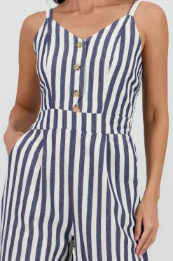 Jumpsuit cuello v tirantes rayas