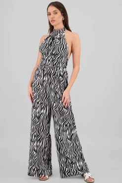 Jumpsuit halter estampado zebra