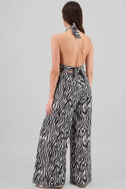 Jumpsuit halter estampado zebra