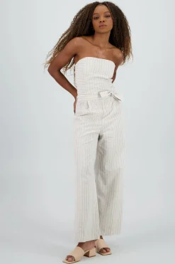 Jumpsuit strapless amplio estampado rayas