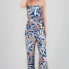 Jumpsuit strapless amplio detalle estampado