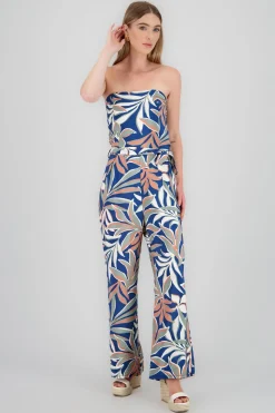 Jumpsuit strapless amplio detalle estampado