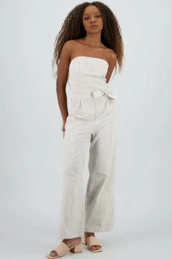 Jumpsuit strapless amplio estampado rayas