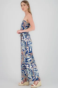 Jumpsuit strapless amplio detalle estampado