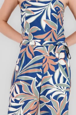 Jumpsuit strapless amplio detalle estampado