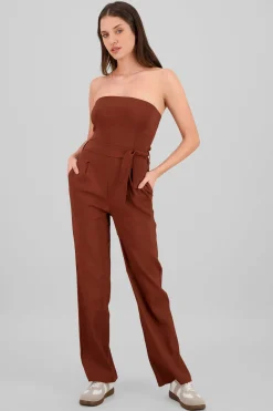 Jumpsuit strapless detalle cinturon