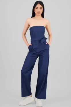 Jumpsuit strapless detalle cinturon