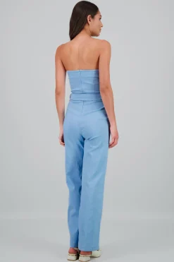 Jumpsuit strapless detalle cinturon