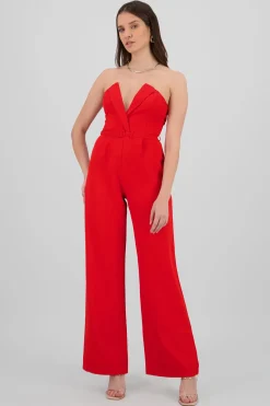 Jumpsuit strapless escote en v