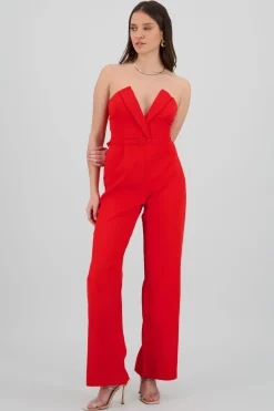 Jumpsuit strapless escote en v