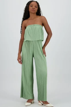 Jumpsuit strapless plisado
