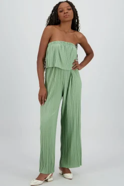 Jumpsuit strapless plisado