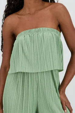 Jumpsuit strapless plisado