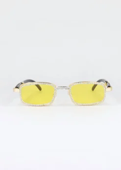 Lentes sol cuadrados brillos incrustados