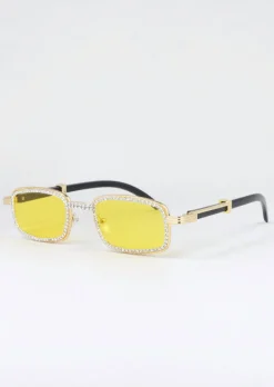 Lentes sol cuadrados brillos incrustados