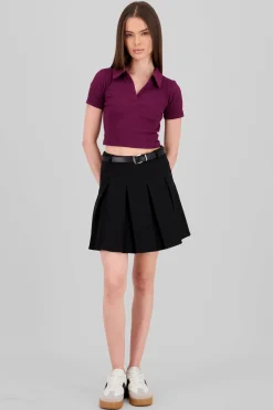 Mini falda tableada con cinturon