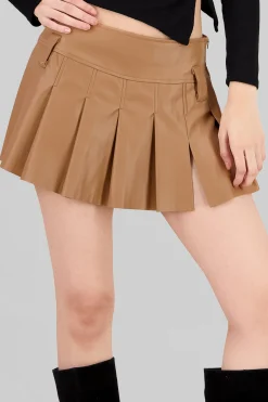 Mini falda tableada lisa PU