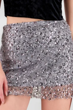 Minifalda lentejuelas forma floral