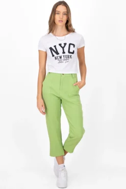 Pantalón Cintura Alta Capri Bolsas