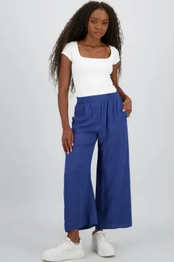 Pantalón Wide Leg Cintura Alta Fruncida