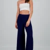 Pantalón Wide Leg Cintura Alta Fruncida