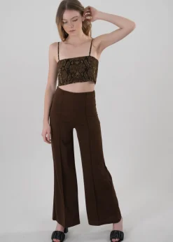 Pantalón Wide Leg Cintura Alta Costuras