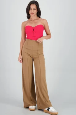 Pantalón Wide Leg Cintura Alta Costuras