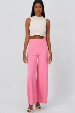 Pantalón Wide Leg Cintura Alta Costuras