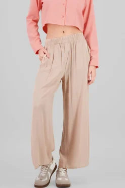 Pantalón Wide Leg Cintura Alta Fruncida