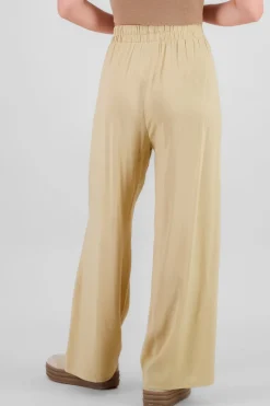 Pantalón Wide Leg Cintura Alta Fruncida