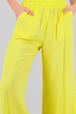 Pantalón Wide Leg Cintura Alta Fruncida