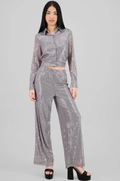 Pantalon amplio brillos