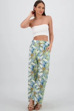 Pantalon amplio detalle resorte tropical