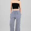 Pantalon amplio detalle resorte rayas