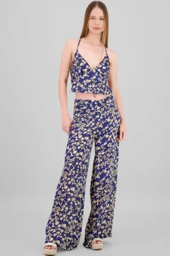 Pantalon amplio estampado flores