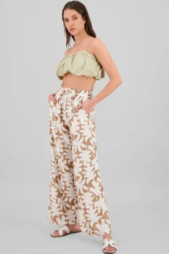 Pantalon amplio estampado tropical