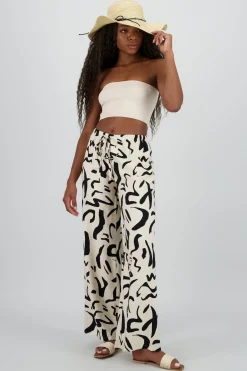 Pantalon amplio jareta estampado