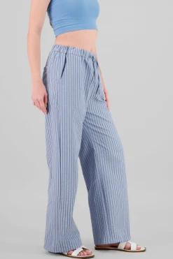 Pantalon amplio rayas detalle bolsas